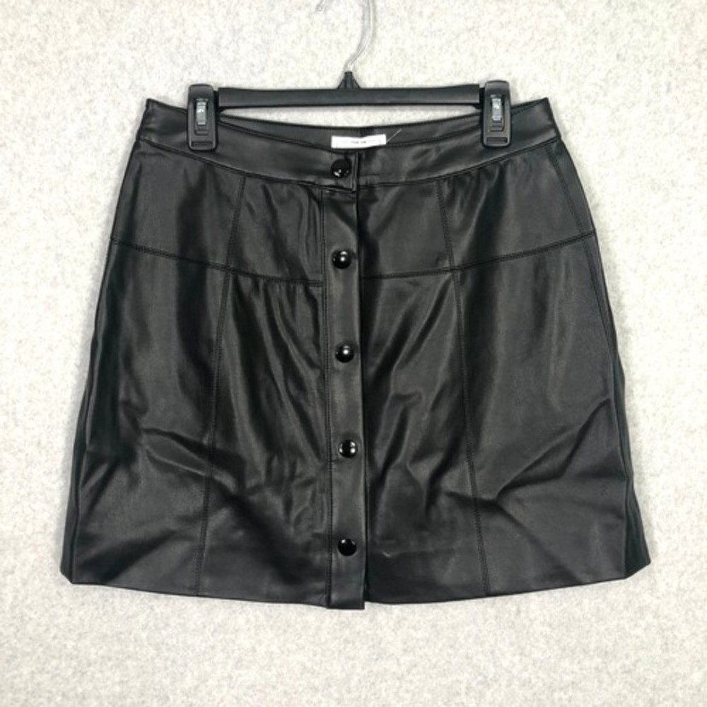 90s Y2K Snap Front Faux Leather Skirt 10 Moto Western Boho Rock Goth School